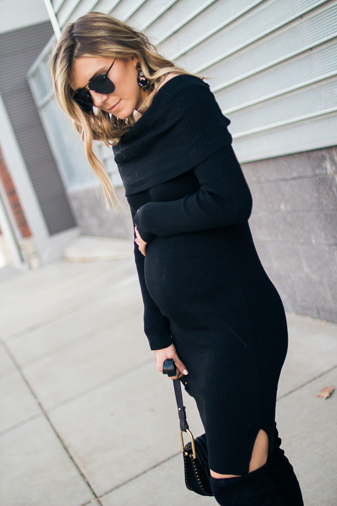 Off the shoulder hot sale maternity sweater dress