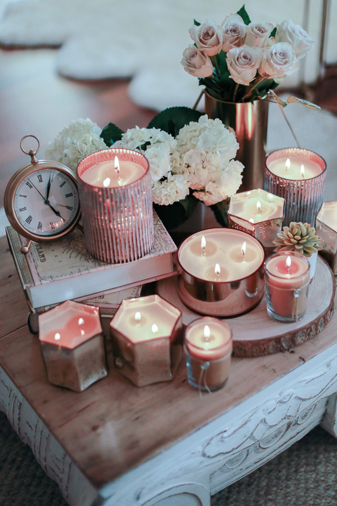 Votivo, Candle, home decor, flowers