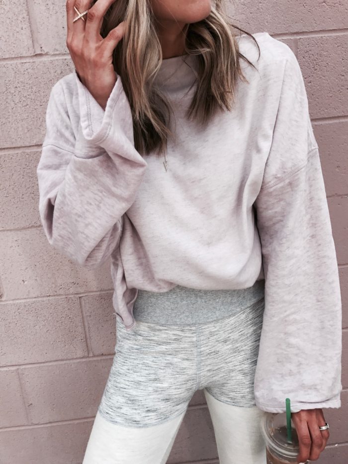 slouchy pullover, free people leggings, statement ring, Nadri ring, crossover ring, style blogger, fashion blogger