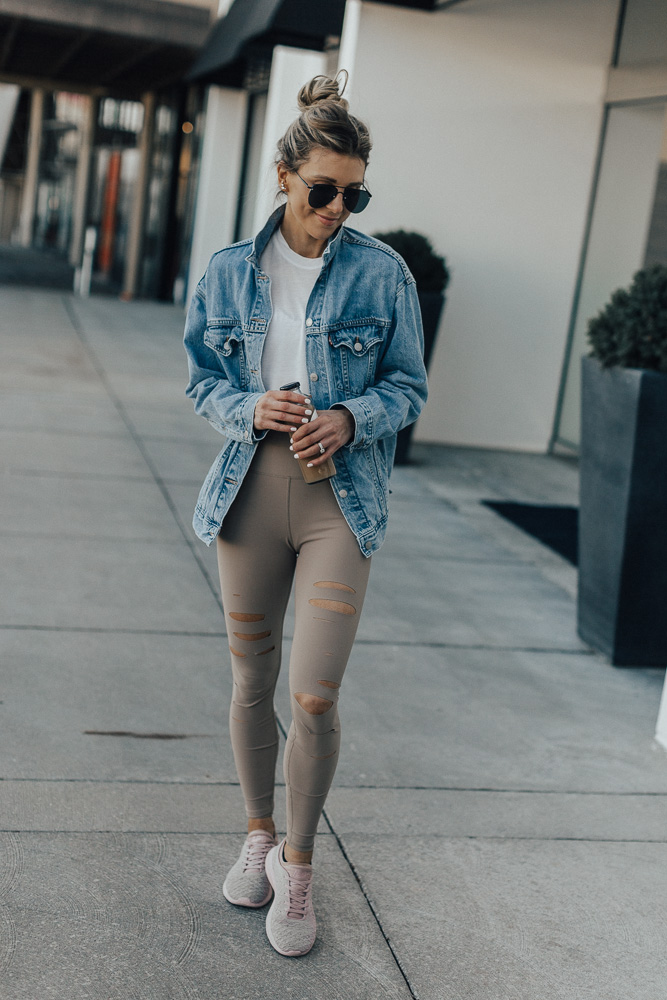 Leggings and jean jacket hotsell