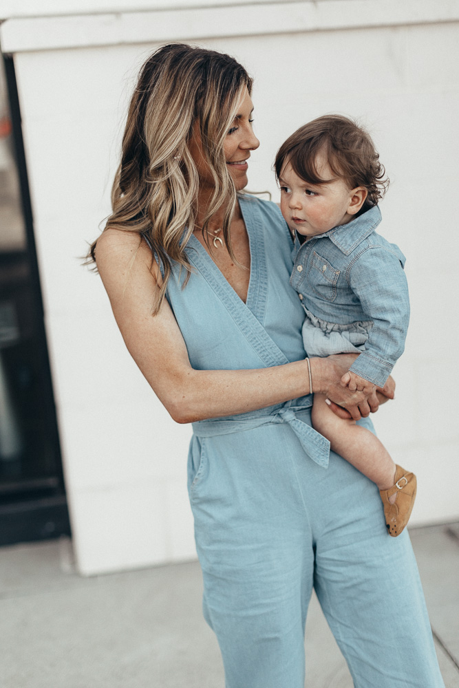 12 month baby schedule chambray outfit
