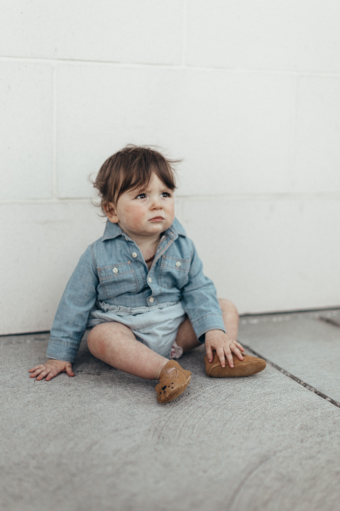 12 month baby schedule chambray outfit