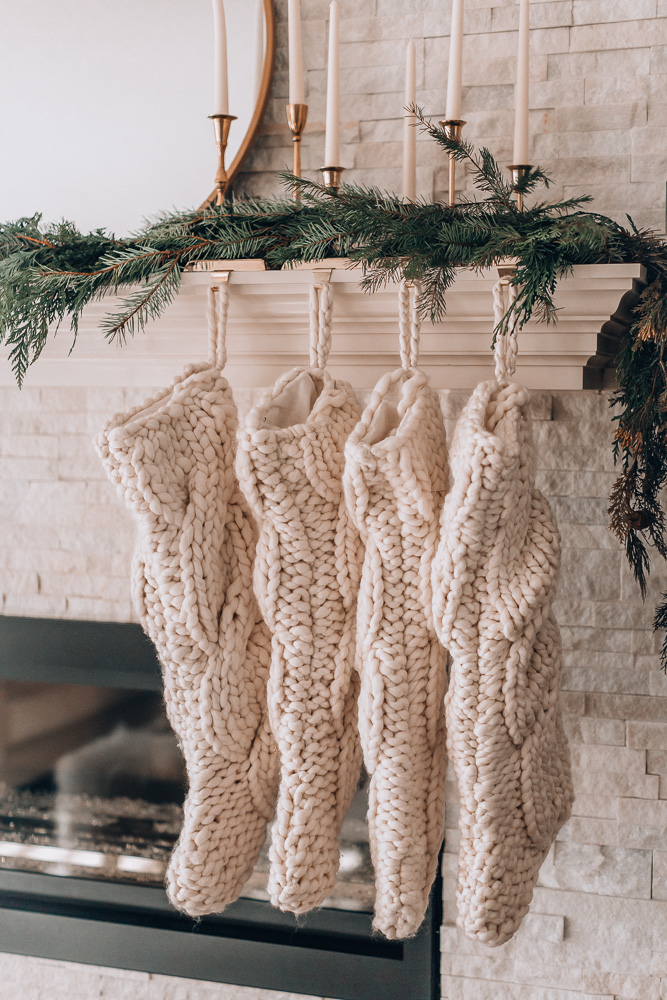 Ivory Chunky Cable Knit Christmas Stocking