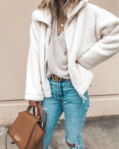 Free People fuzzy jacket cozy fall outfit