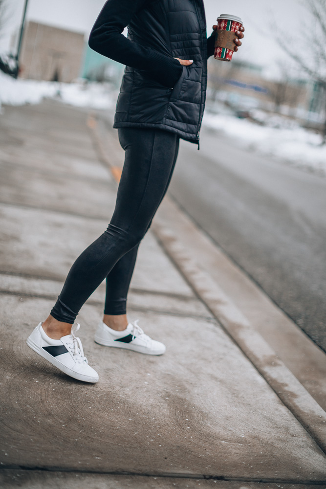 cozy cardigan size small, faux leather leggings, sneakers fit tts   #liketkit @l…