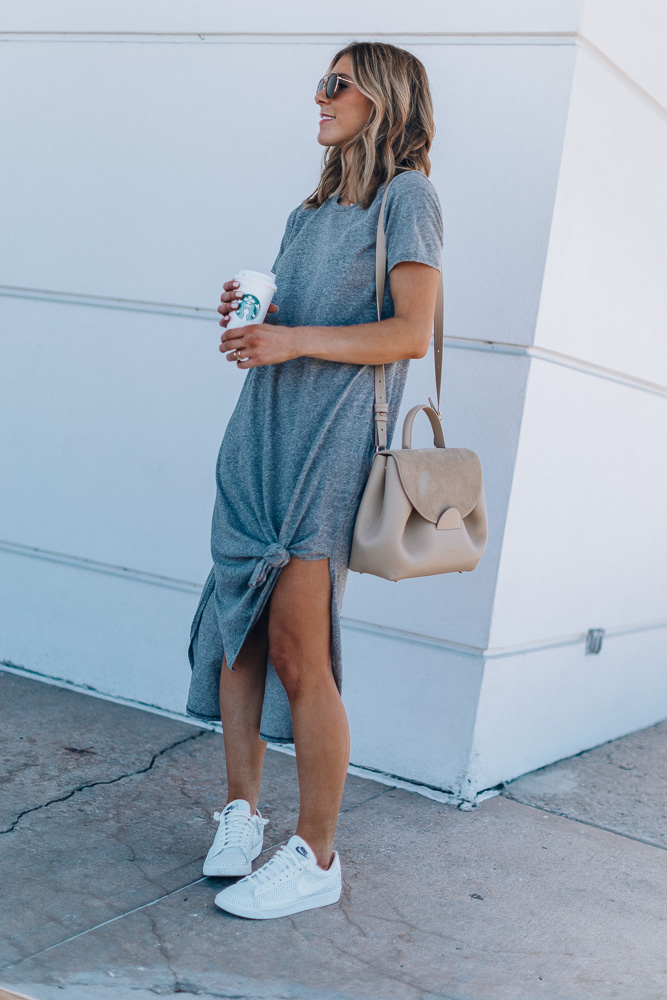 t shirt dress with trainers