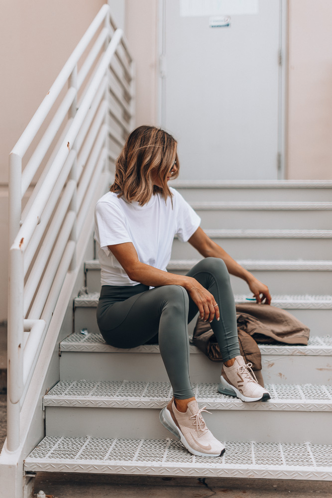 army green leggings outfit