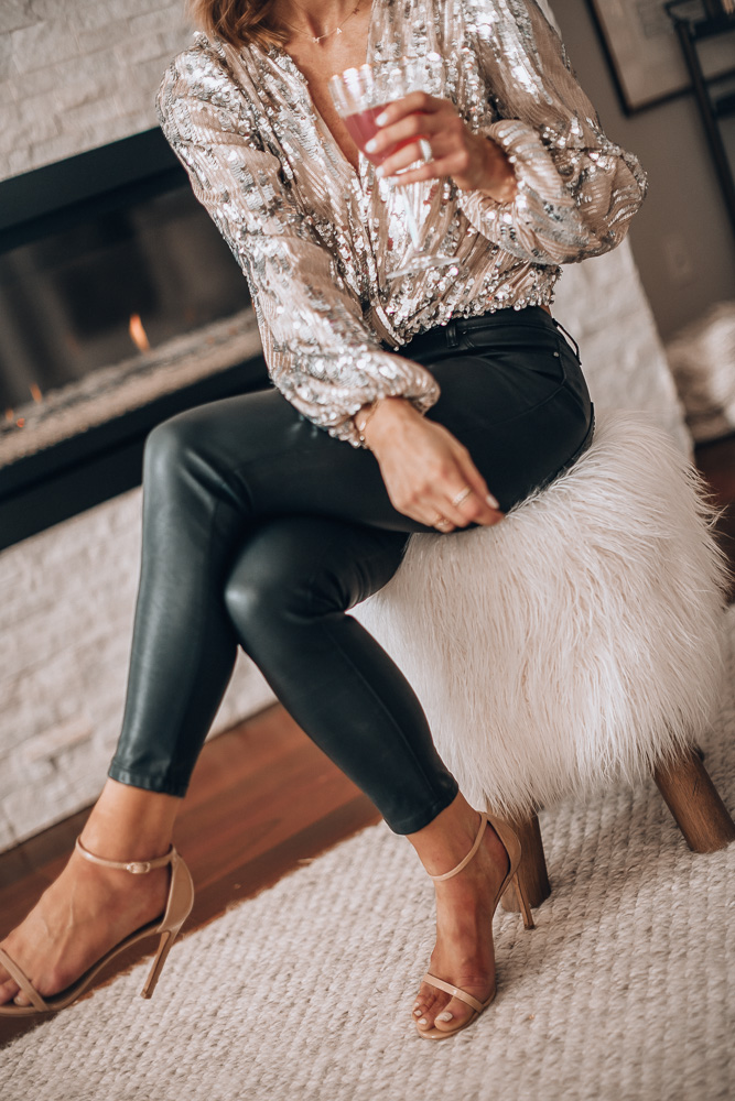 sequin top and jeans outfit