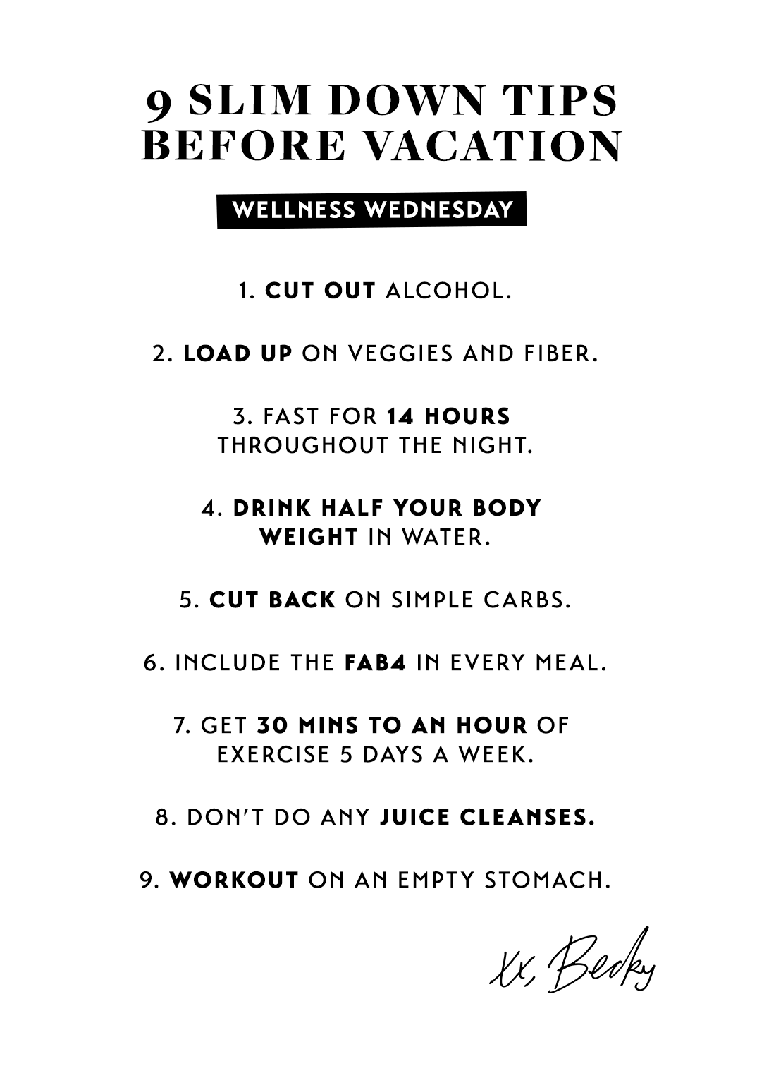 Wellness Wednesday- 9 Slim Down Tips before Vacation