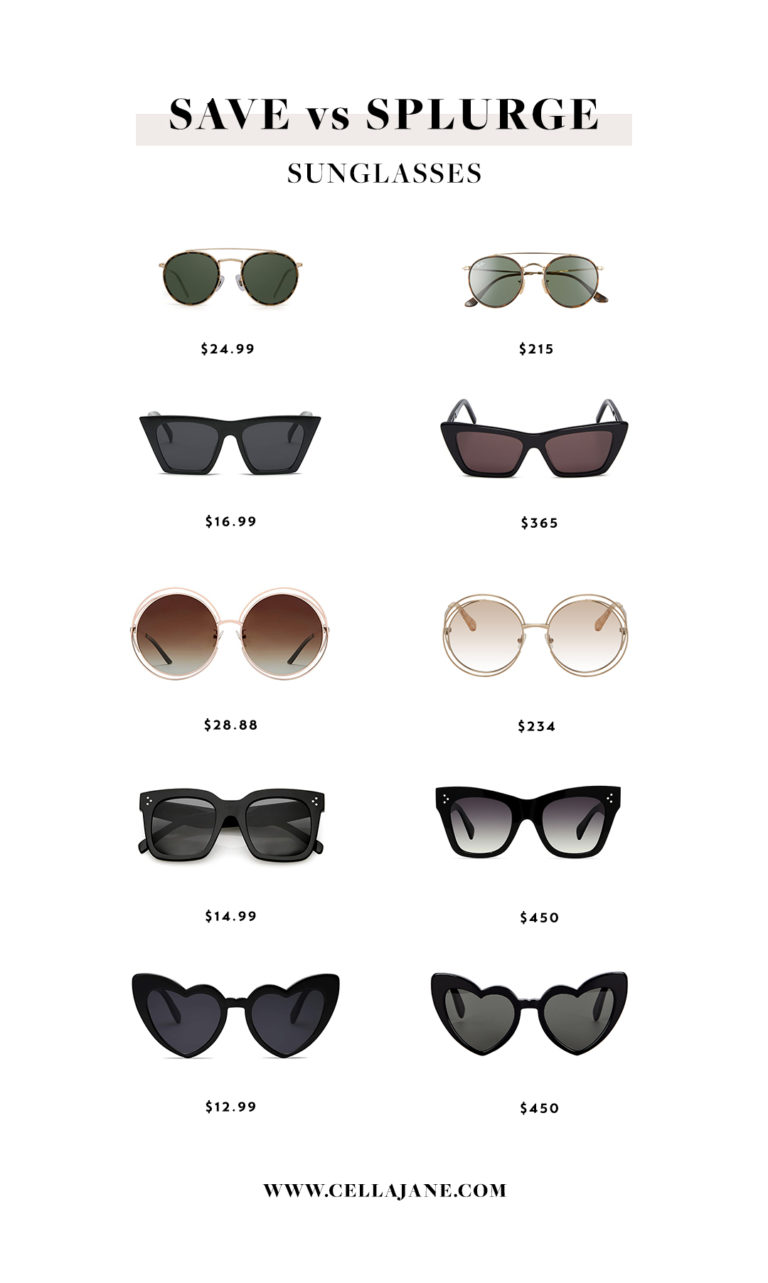 Save Vs Splurge Summer Sunglasses